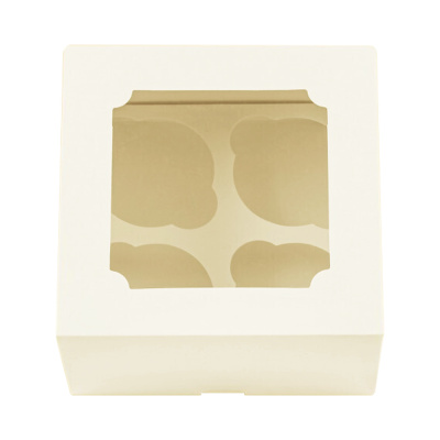 Коробка-для-капкейков-160x160x100-4-шт-белыйбелый-с-окном-премиум-Арт-пак