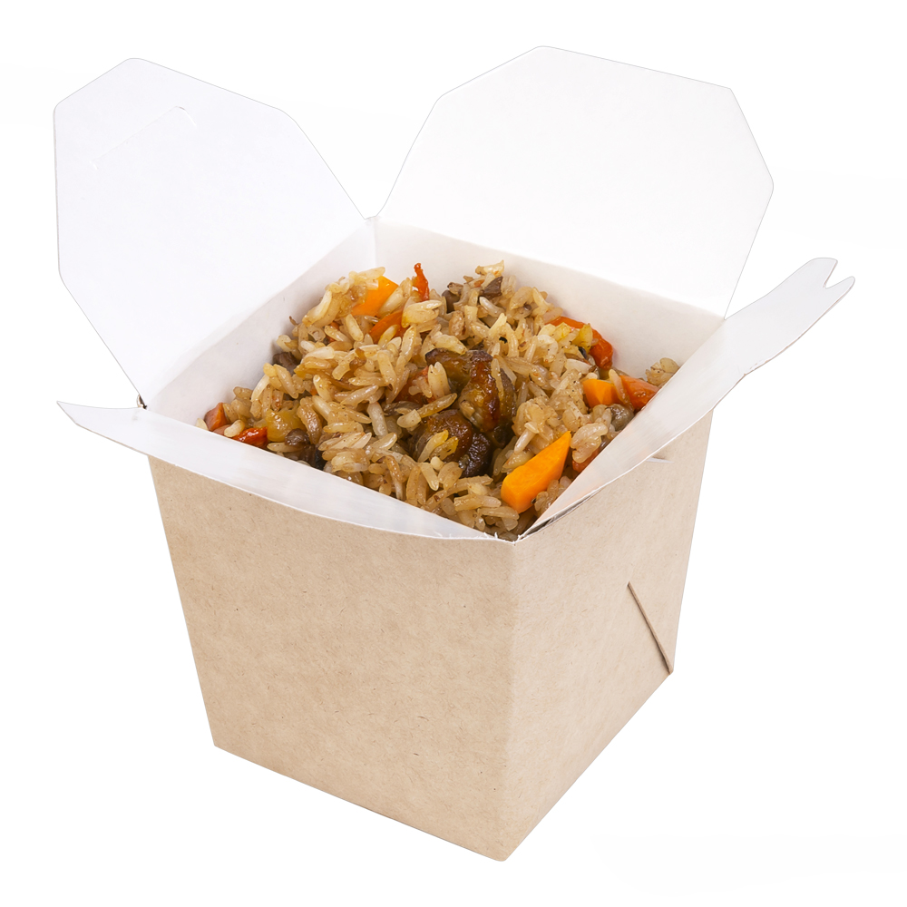 Контейнер бумажный для лапши 460 мл 70х70х90 крафт белый NOODLES OSQ