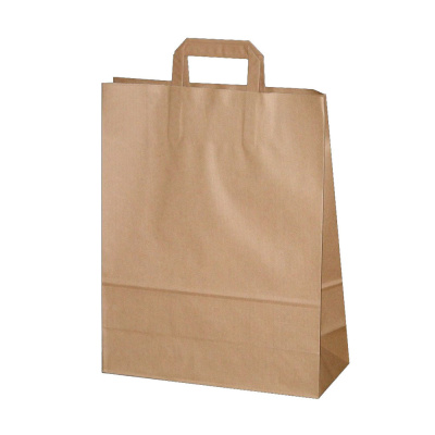 Пакет бумажный прямоугольное дно 240х140х280 КРАФТ 70 гм2 с плоскими ручками без печати Пакет бумажный прямоугольное дно 240х140х280 КРАФТ 70 гм2 с плоскими ручками без печати