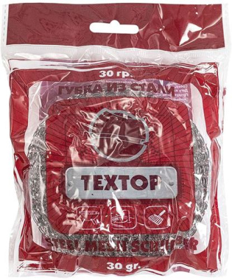 Губка из стали для посуды Textop  1 шт. х 30 гр. в пакете