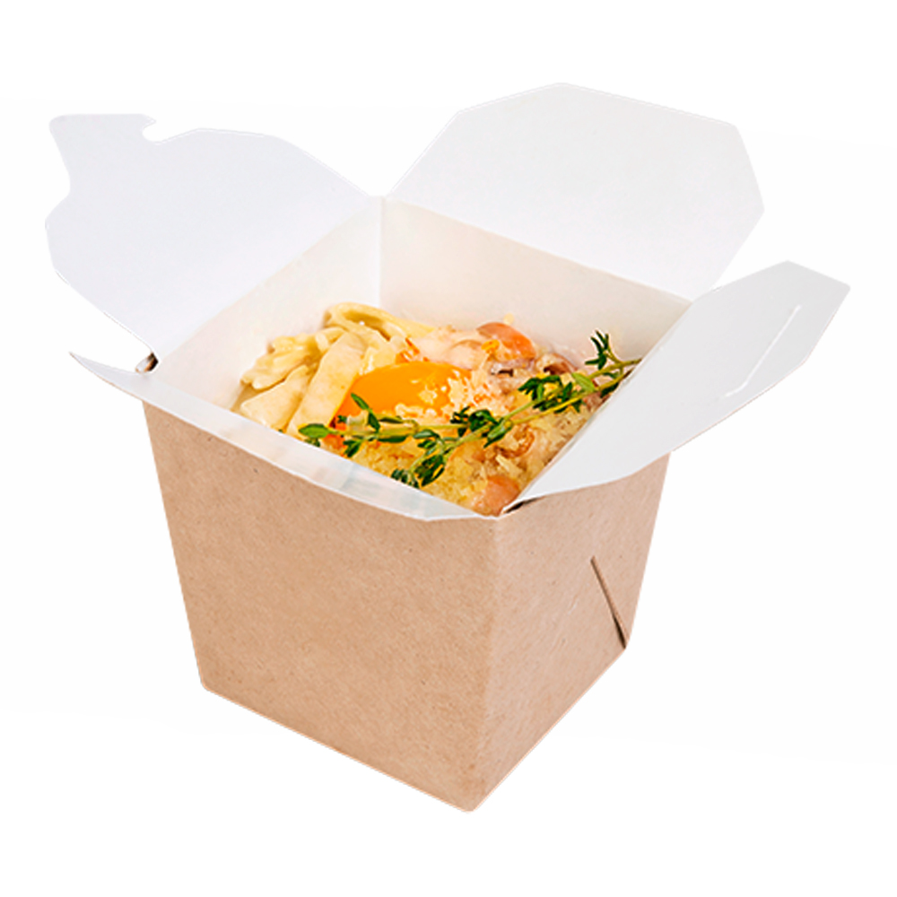 Контейнер бумажный для лапши 560 мл 76х76х101 крафт NOODLES OSQ