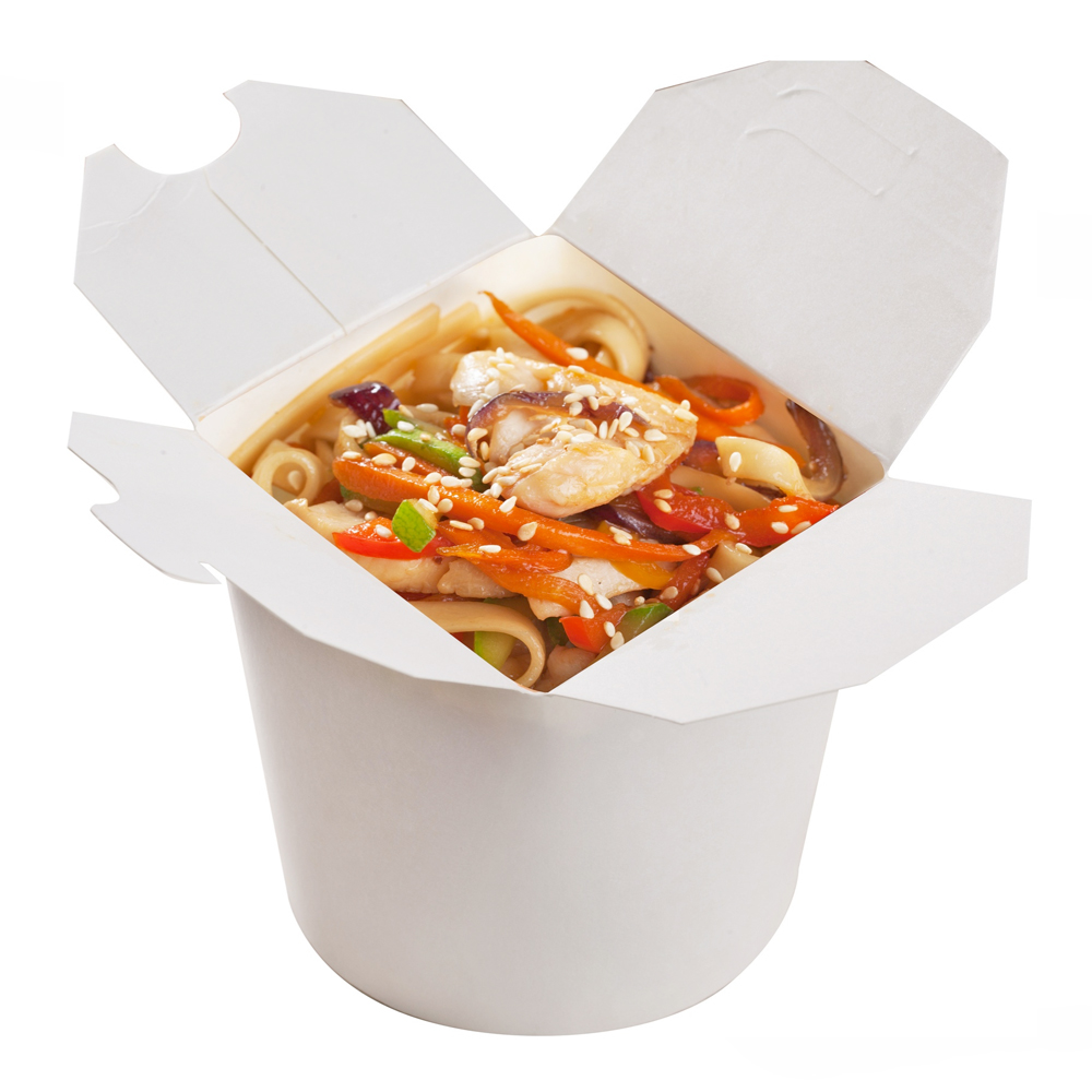 Контейнер бумажный круглый для лапши 750 мл белый WOK