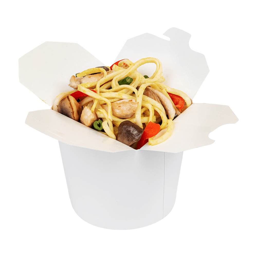 Контейнер бумажный круглый для лапши 500 мл белый WOK