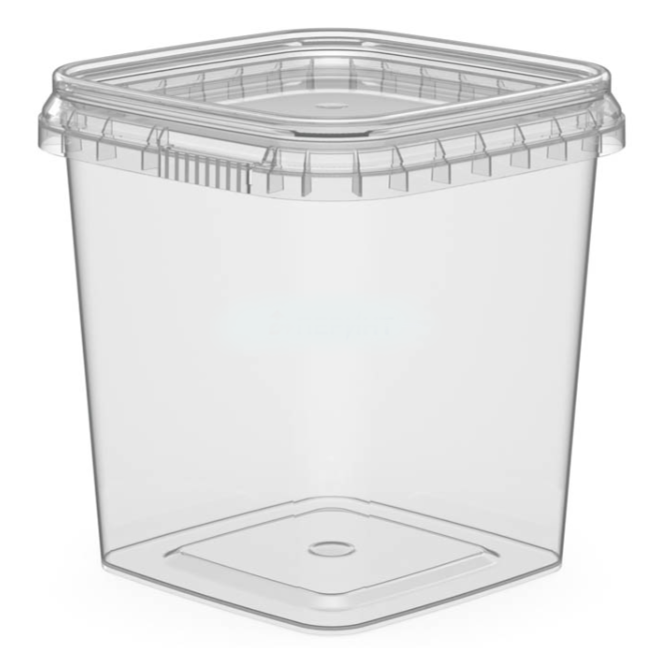 Банка  280 мл (d77) Квадратная с контрольным замком прозрачная с прозрачной крышкой П